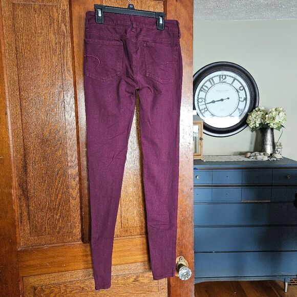 American Eagle Burgundy Jeggings Women’s 2 W26 L30 | Stretchy Fall Leggings - Picture 1 of 9